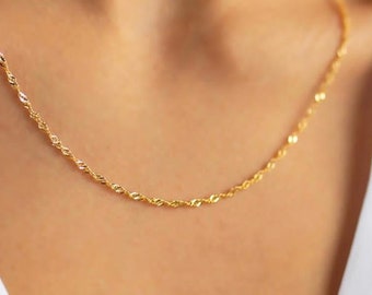 14k Gold Chain Necklace,Gold Filled Chain,Twist Chain Necklace, Chain Necklace in Gold Filled and Rose Gold,QW24