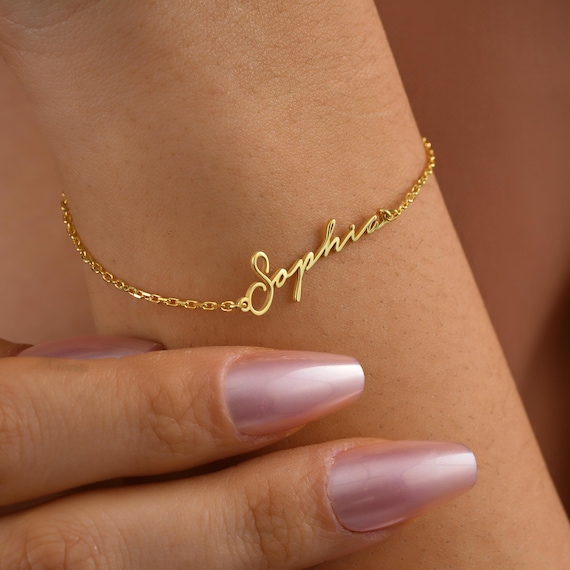 Dainty Name Bracelet,Personalized Bracelet,Custom Chain Bracelet, Custom Word Bracelet - Personalized Gifts | Silver Gold,Rose Gold, QW01