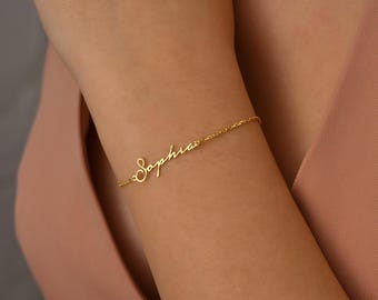 Sterling Silver Name Bracelet,Custom Chain Bracelet,Personalized Gifts, QW01