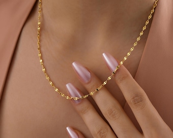 14k Gold Glitter Chain Necklace, Gold Filled Chain, Sparkle Chain Necklace, Layering Necklace, Gift for Her