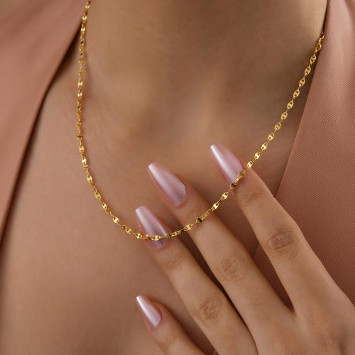Collana con catena glitterata in oro 14k, catena riempita d'oro, collana con catena scintillante, collana a strati, regalo per lei