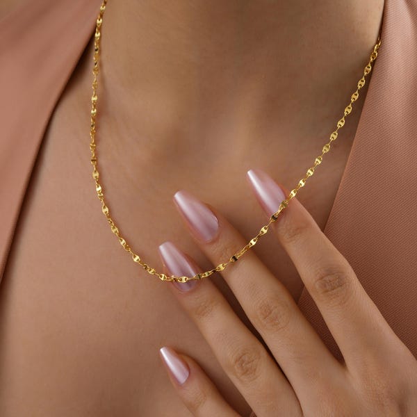 14k Gold Glitter Chain Necklace, Gold Filled Chain, Sparkle Chain Necklace, Layering Necklace, Gift for Her