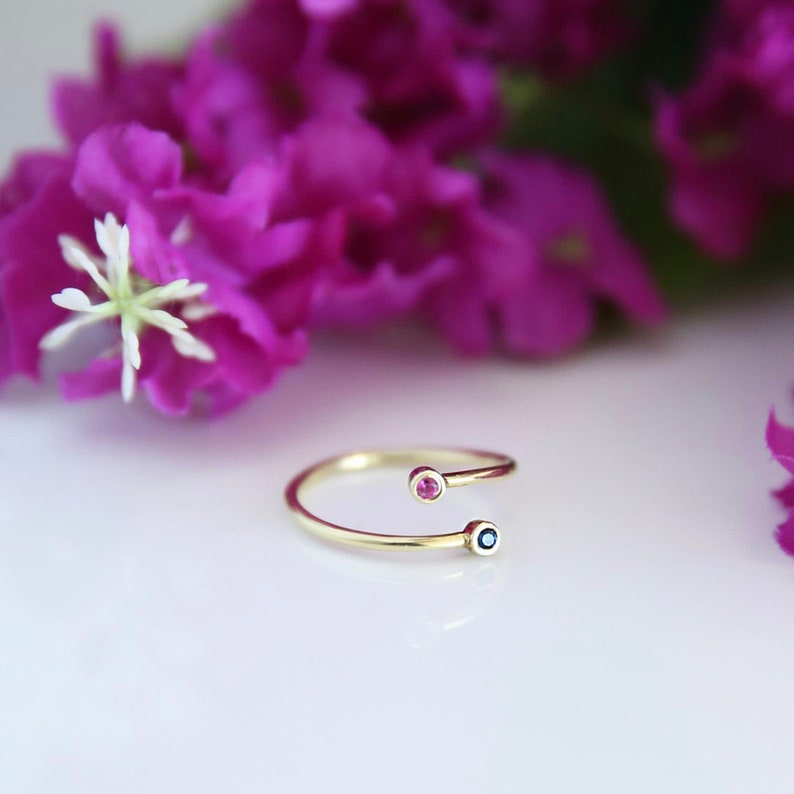 Personalized Birthstone Ring,Two Birthstone Ring,Dual Birthstone Ring,Mom Gift,Personalized Jewelry,Gift For Her,QW02