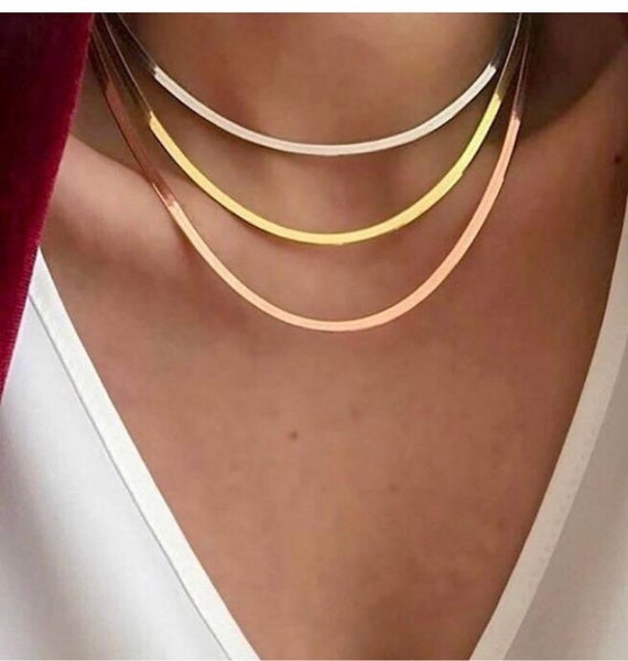 flat snake necklace (gold) #n45 通販
