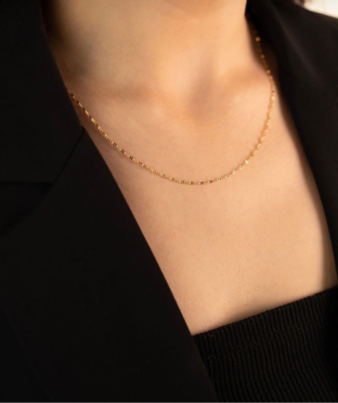 14k Gold Sparkle Chain Necklacegold Filled Chainglitter Etsy