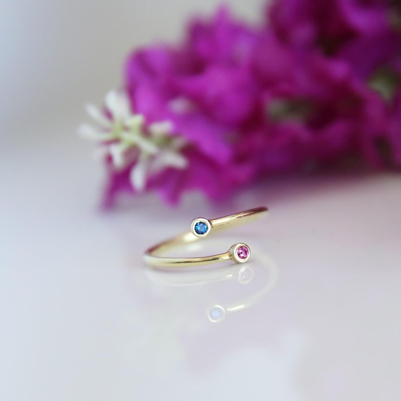 Personalized Birthstone Ring,Two Birthstone Ring,Dual Birthstone Ring,Mom Gift,Personalized Jewelry,Gift For Her,QW02