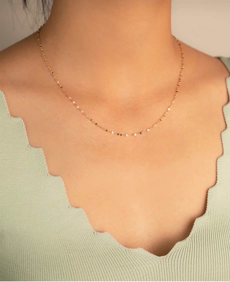 14k Gold Sparkle Chain Necklacegold Filled Chainglitter Etsy