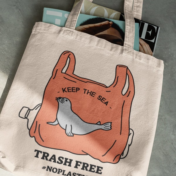 Seal Tote Bag, Zeedieren Tote, Conservation Bag, Save The Oceans, Ocean Lover Gift, Mariene Biologie, Oceaandieren Tote Bag