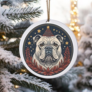 Hund Ornament, BulldogOrnament, Weihnachtsbaum Ornament, Geschenk für Hund Mama, Haustier Ornament, Weihnachten Bulldog Ornament, Bulldog Hund