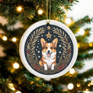 Dog Ornament, Corgi Ornament, Christmas Tree Dog Ornament, Gift for Dog Mom, Pet Ornament, Christmas Corgi Ornament