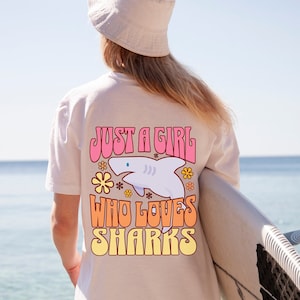 Just a Girl Who Loves Sharks Shirt, Sharks Shirt, Groovy Shark Shirt, Marine Life Shirt, Marine Biology Shirt, Marine Scientist Gift, Scuba