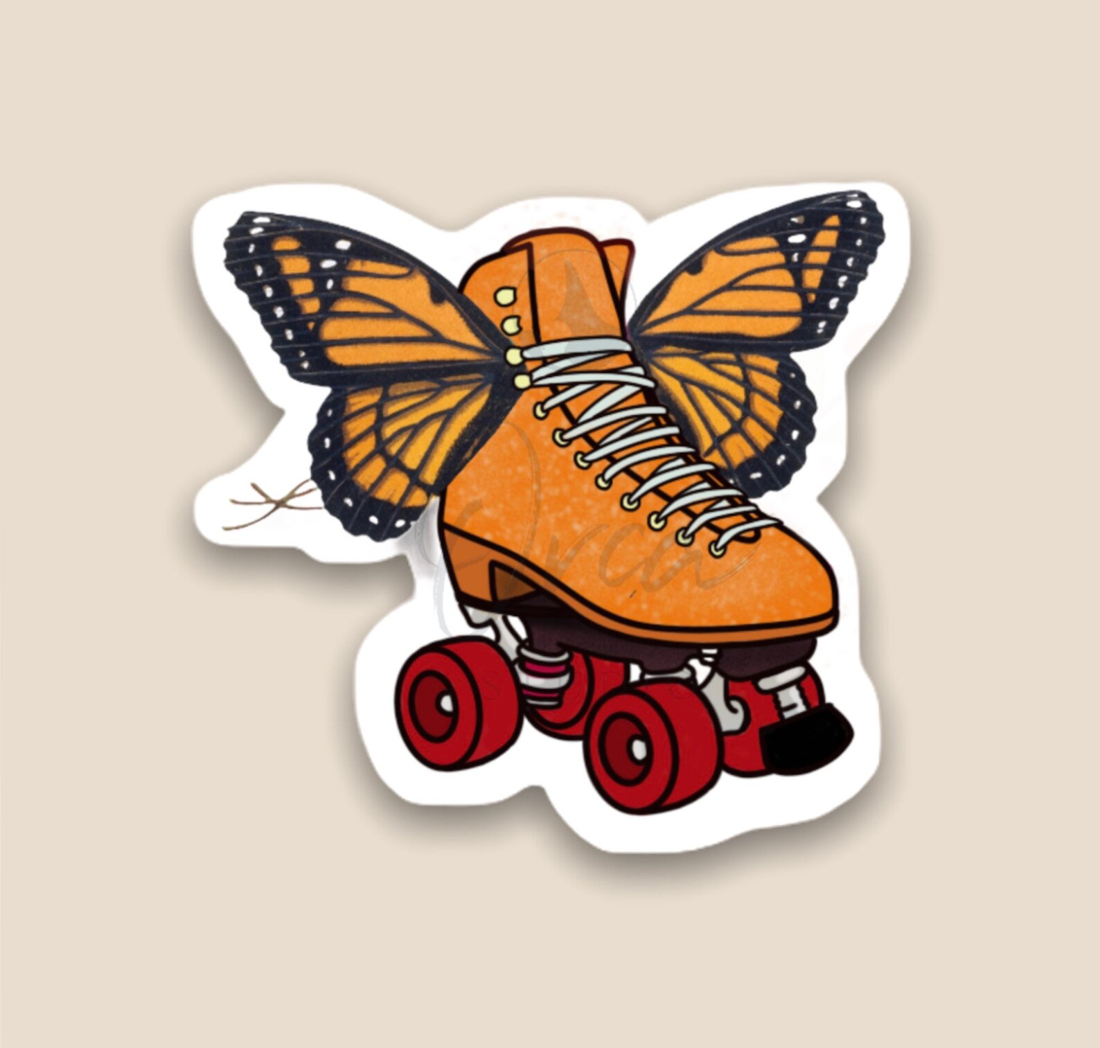 Roller Skate Sticker Skates Butterfly Sticker Quad Vinyl Etsy