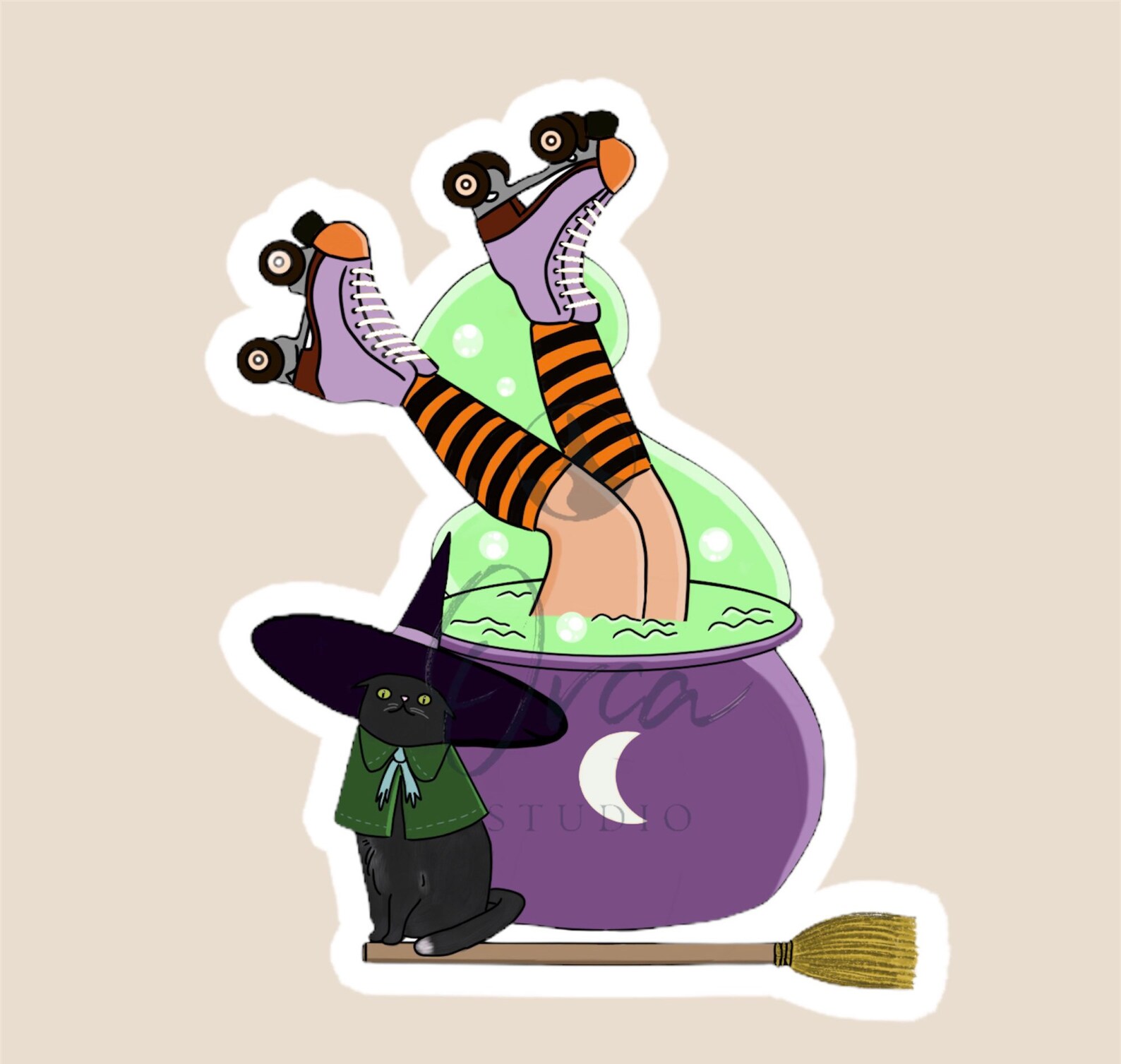 Roller Skate Sticker Halloween Stickers Skates Lover Etsy