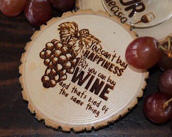 Wine Themed Wood Coasters |Set of 4|