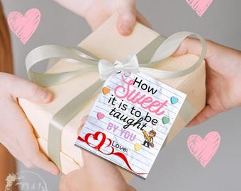 Etiqueta de regalo para el profesor de San Valentín: ¡Qué dulce es! Imprimible (Descarga digital)