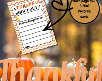 Tarjetas imprimibles de reconocimiento a profesores en otoño: Reconocimiento a estudiantes y personal (Descarga digital)