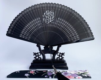 Cabilock 5pcs Hand Fan Stand Display Chinese Folding Fan Holder Hand Fan Holder Fan Stand Decor Wooden Japanese Fan Display Base for Office Home Hotel