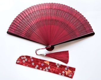 Beautiful carved pattern Hand fan, Japanese Classic Folding fan, wedding gift