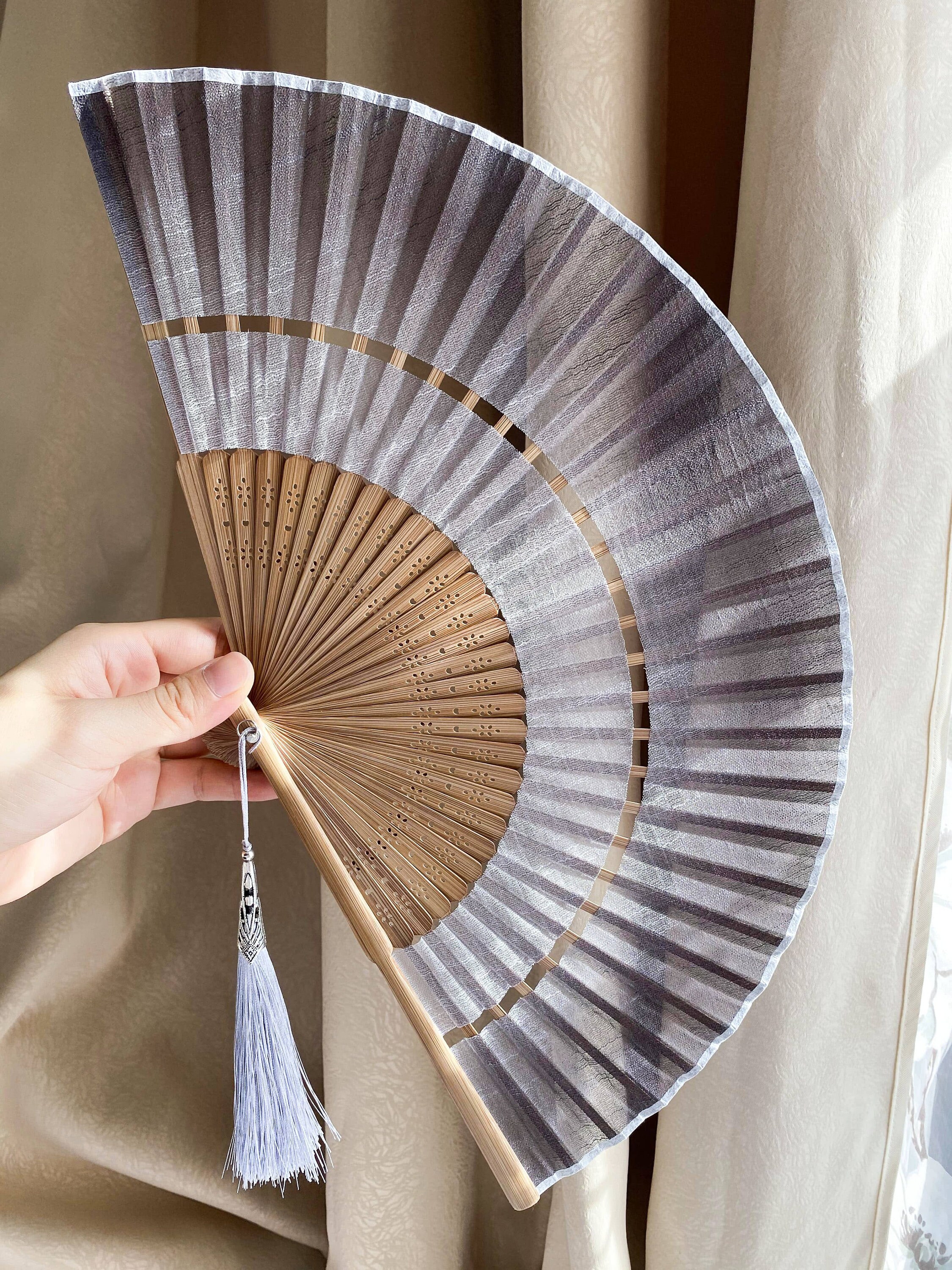 Wood Silk Hand Fan - Etsy