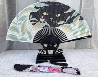 Beautiful Japanese style Folding fan, Cat pattern Hand Fan, elegant Folding fan,kids gift