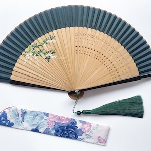 Beautiful Flower Pattern hand fan, Antiquity Folding fan,Parents gift, House decoration