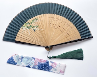 Beautiful Flower Pattern hand fan, Antiquity Folding fan,Parents gift, House decoration