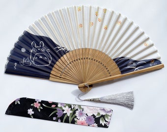 Hand Fan -Japanese Folding fan,Totoro,Silk hand fans,Wooden Design Hand Fan,