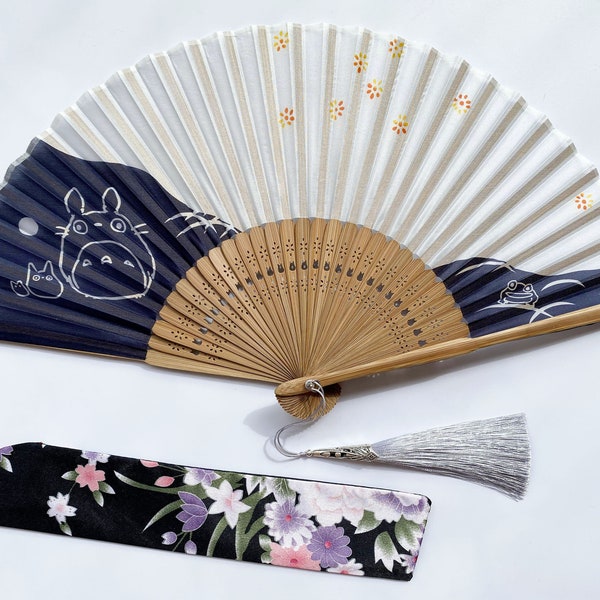 Hand Fan -Japanese Folding fan,Totoro,Silk hand fans,Wooden Design Hand Fan,