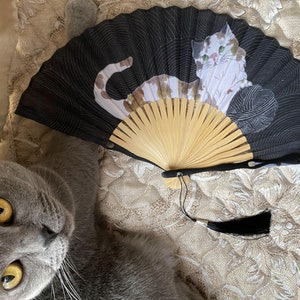 Cat Pattern Folding Fan, Kitty Hand Fan, Parents Gift.decorative Baby ...