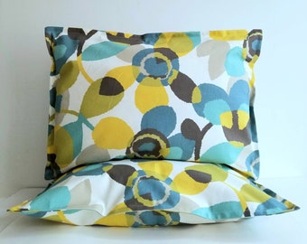 Abstract Mod Floral Print Standard Pillow Shams 20x26 Inches