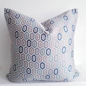 Store Closing Sale 70% Off Blue and Gray Pillow, Geometric Trellis Design Pillow Cover