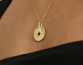HORIZON Compass Necklace, 18k PVD Gold jewelry, Waterproof Non Tarnish, Surgical Stainless Steel, Silver chain, women gift, circle pendant.