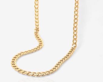 PETRA Chain Necklace, 18k PVD Gold, Waterproof Non Tarnish, Surgical Stainless Steel, Curb chain, jewelry gift, unisex, 16-18 inch, Silver