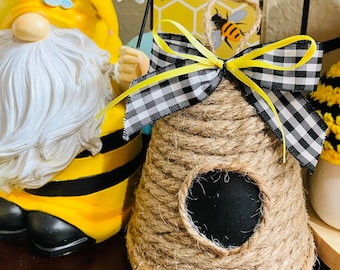 Bee Skep | Bee Hive | Tiered Tray Bee Hive | Bee Decor | Small Faux Bee Skep