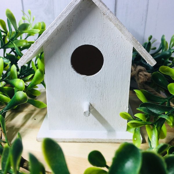 Mini Wood Birdhouse | Tiered Tray Birdhouse | Decorative Birdhouse | Weathered Wood Birdhouse