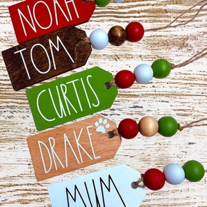 Stocking Tag, Personalized Wood Tag, Christmas Stocking Tag, Personalized Gift Tag, Rae Dunn Inspired Tag, Custom Name Tag, Christmas Tag