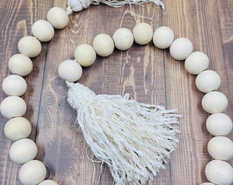 Wood Bead Garland | Farmhouse Bead Garland | Natural Wood Bead Garland