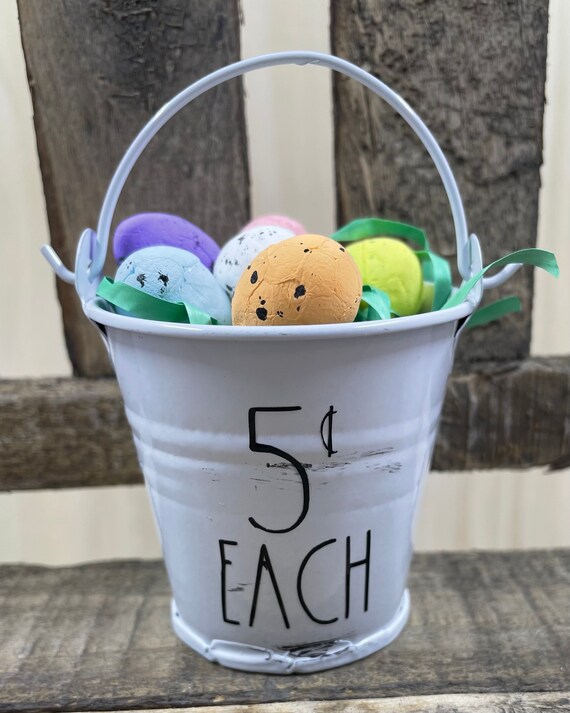 Mini Bucket of Easter Eggs Mini Pail of Easter Eggs Easter Tiered Tray Decor Easter Decor Mini Easter Etsy