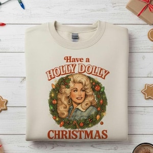 Habe ein Holly Dolly Weihnachten Retro PNG | Vintage 70er Jahre Design Shirt | Land Feiertagskranz PNG | Dolly Parton inspiriert