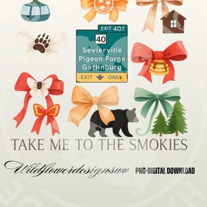 Take Me to the Smokies Bow Coquette Smoky Mountains Pigeon Forge Vacation Sublimation Design- 300 DPI