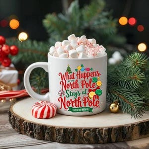 Tazza di Natale PNG: design natalizio del Polo Nord (download digitale)