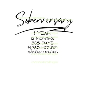 Puede incluir: Gráfico de texto en blanco y negro que dice "Soberversary 1 YEAR 12 MONTHS 365 DAYS 8,760 HOURS 525,600 MINUTES"