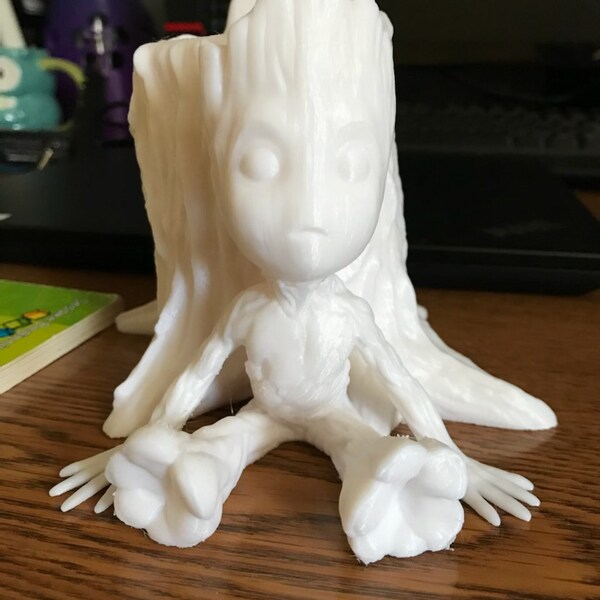 White 3D Printed Baby Groot Pen/Pencil Holder