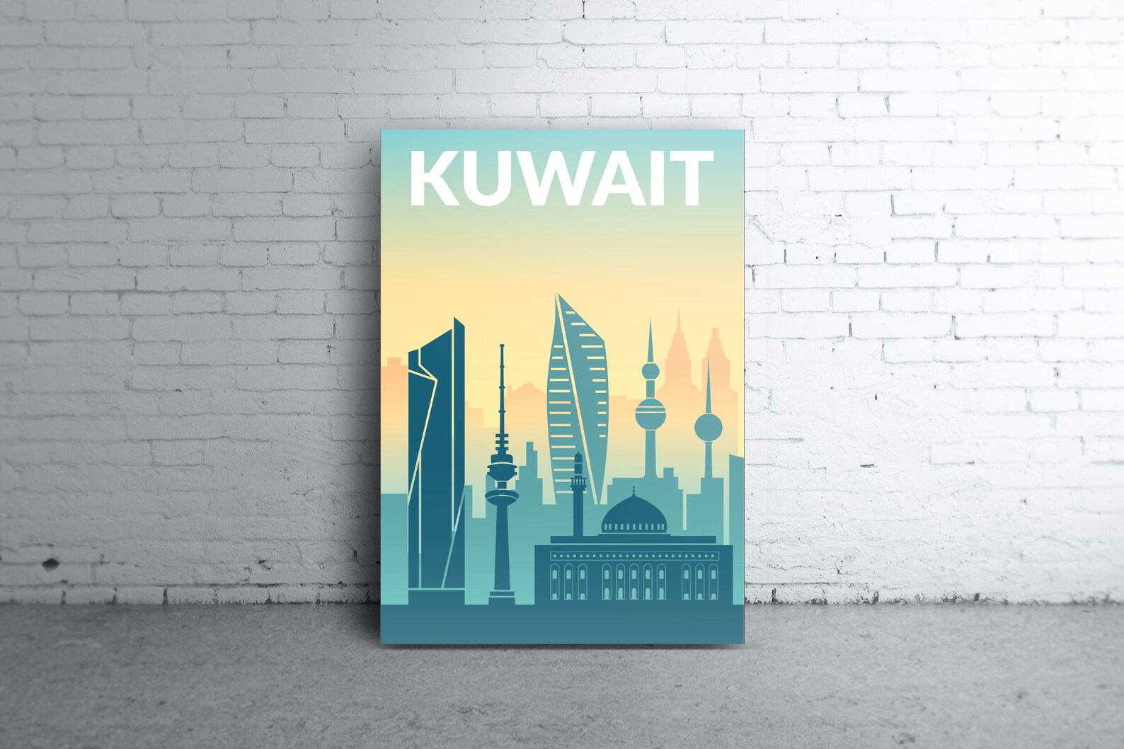 Kuwait Minimalist Travel Poster Vintage Wall Art Etsy