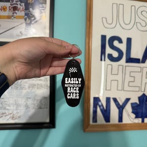 Easily Distracted By Race Cars Motel Keychain | Racing Keychain | Motorsports Keychain | Motel Keychain