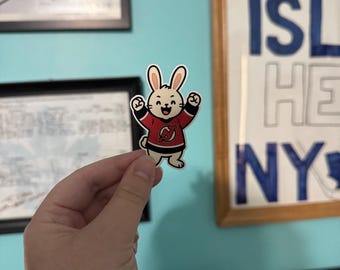 Pegatina de conejito de los Devils Puck: calcomanía para laptop de hockey de Nueva Jersey