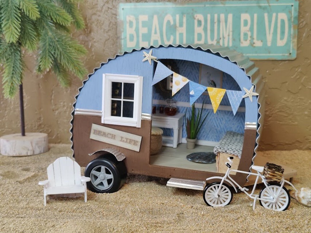 Miniature Beach Rv/travel Trailer; Dollhouse Rv/trailer; 1:18 Scale - Etsy
