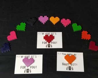 8-bit Heart Crayons Valentine’s Cards Class Pack Retro gaming non-candy gift