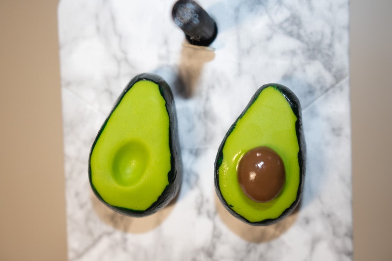 Handmade mini avocado stud earrings