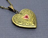 Heart locket vintage engraved photo picture Valentine 39 s Day